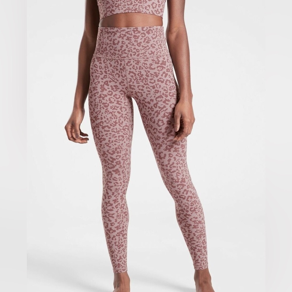 Athleta Leopard Elation Ultra High Rise Tight Printed Leggings Flora Mauve